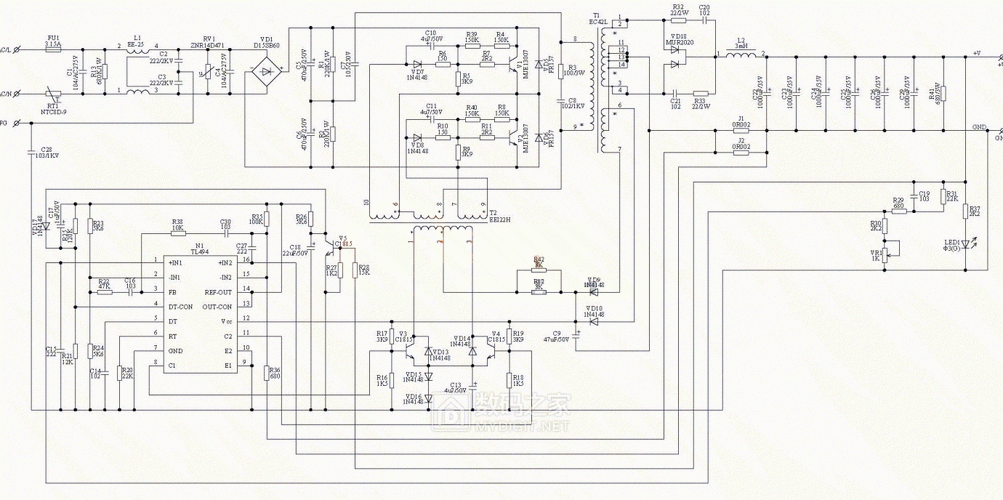 pcb4层板电源布线图